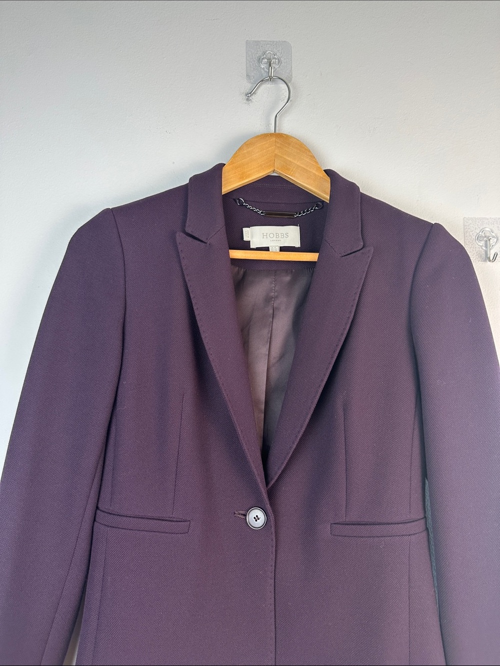 NWOT Hobbs London Vivienne Jacket Abuergine Single Button Blazer Size 4 Office - Picture 5 of 16